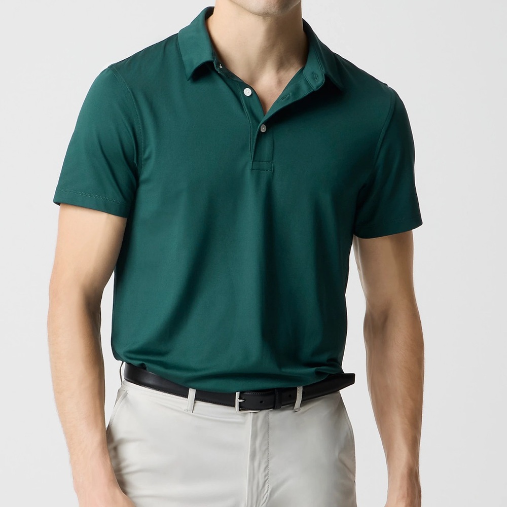 J.CREW Performance Polo Button-up Sz XL Tall Dark Green NWT Casual Workwear Prep